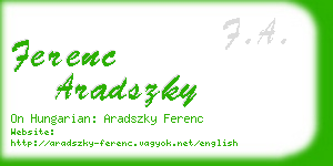 ferenc aradszky business card